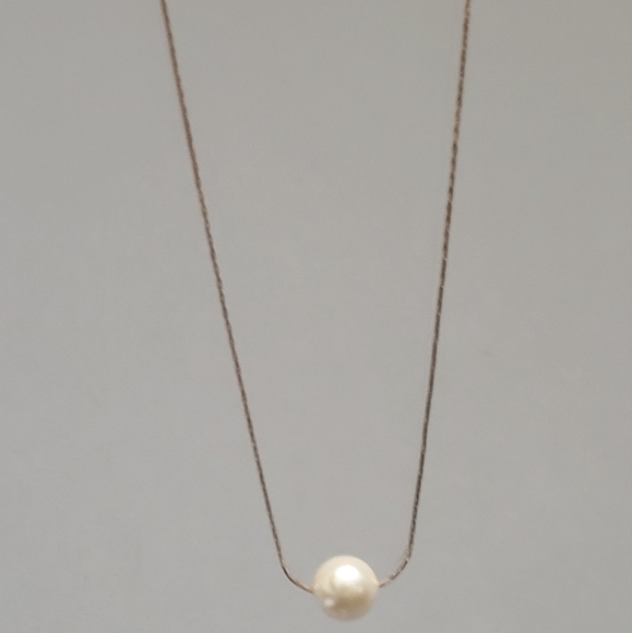 GOLD SINGLE PEARL FASHION NECKLACE - Picture 5 of 6